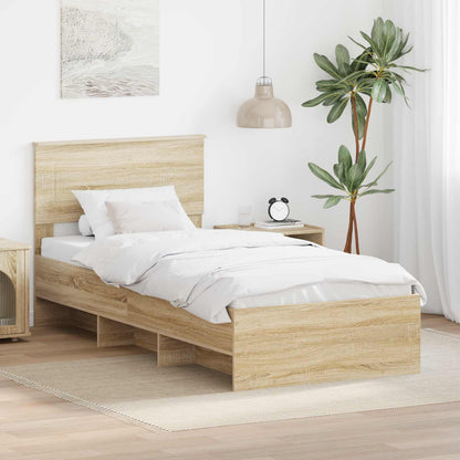 vidaXL Bed Frame with Headboard Sonoma Oak 80 x 200 cm Engineered Wood