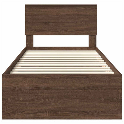 vidaXL Bed Frame with Headboard Brown Oak 80 x 200 cm Engineered Wood