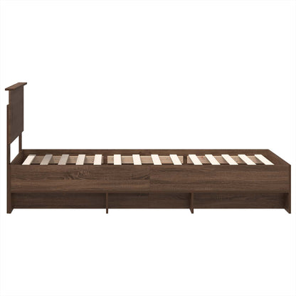 vidaXL Bed Frame with Headboard Brown Oak 80 x 200 cm Engineered Wood