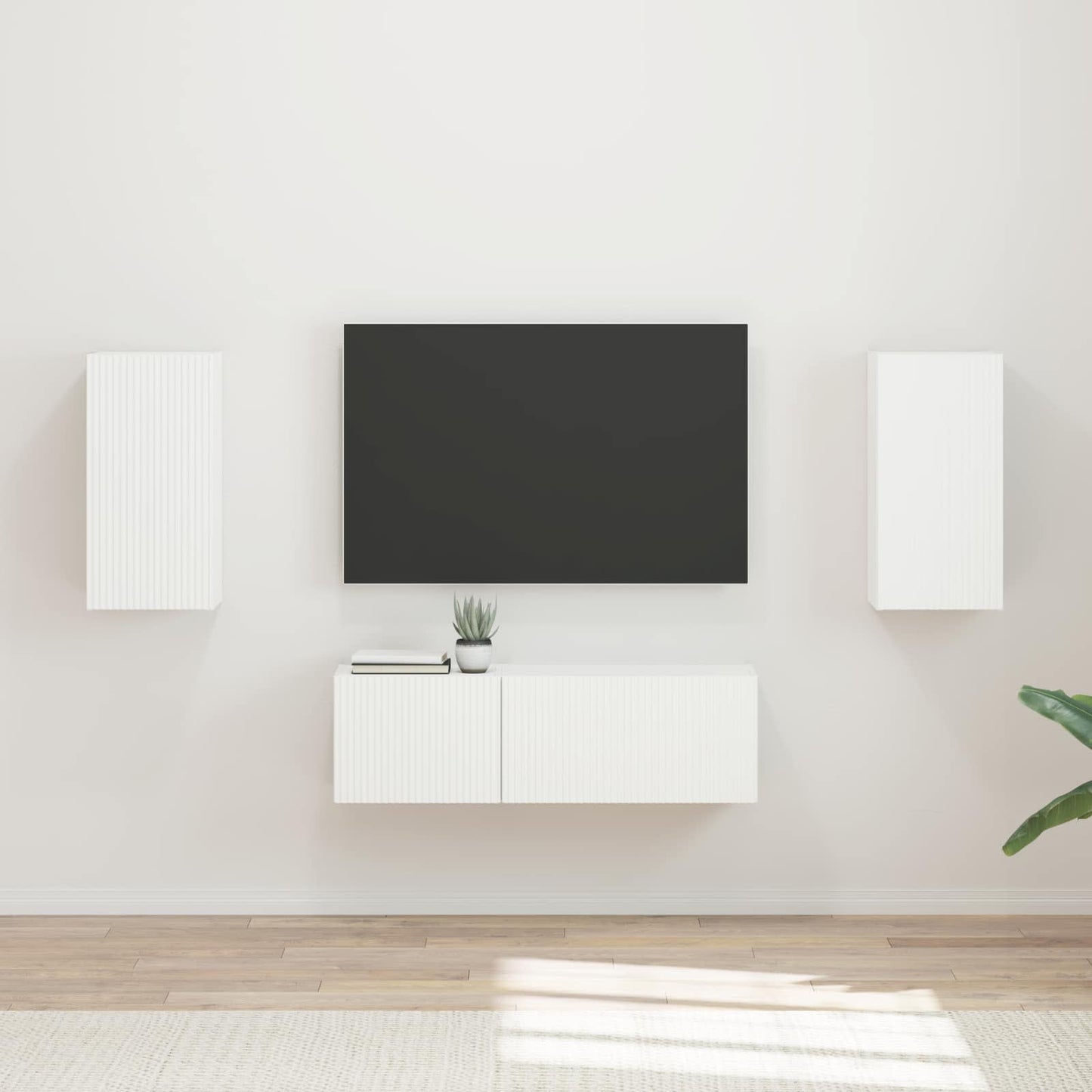 vidaXL TV Wall Cabinet Set Wall-mounted 4 pcs White Engineered Wood