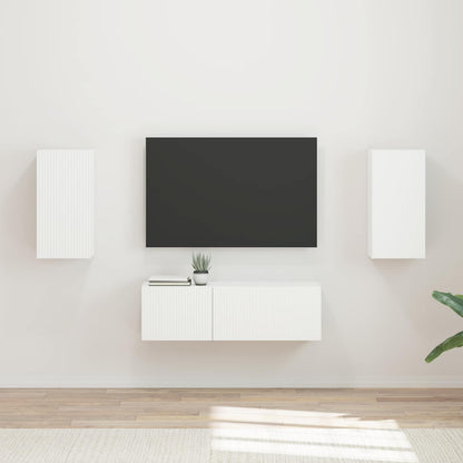 vidaXL TV Wall Cabinet Set Wall-mounted 4 pcs White Engineered Wood