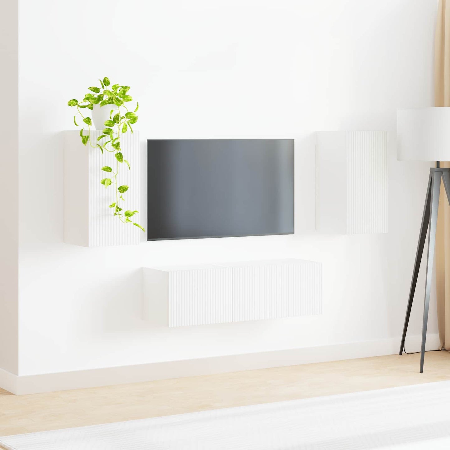 vidaXL TV Wall Cabinet Set Wall-mounted 4 pcs White Engineered Wood