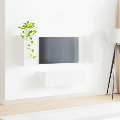 vidaXL TV Wall Cabinet Set Wall-mounted 4 pcs White Engineered Wood