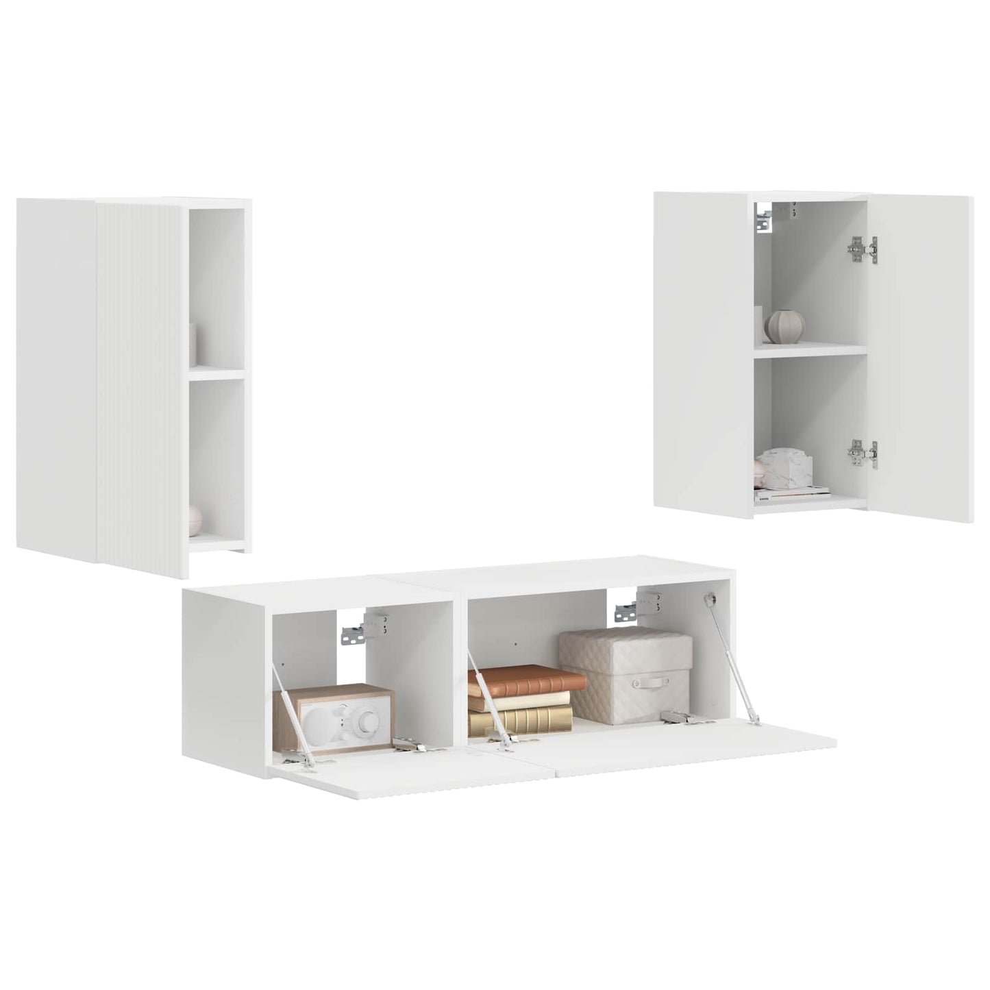 vidaXL TV Wall Cabinet Set Wall-mounted 4 pcs White Engineered Wood