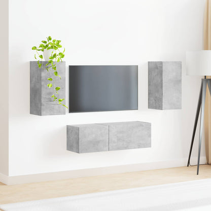 vidaXL TV Wall Cabinet Set 4 pcs Concrete Grey Engineered Wood
