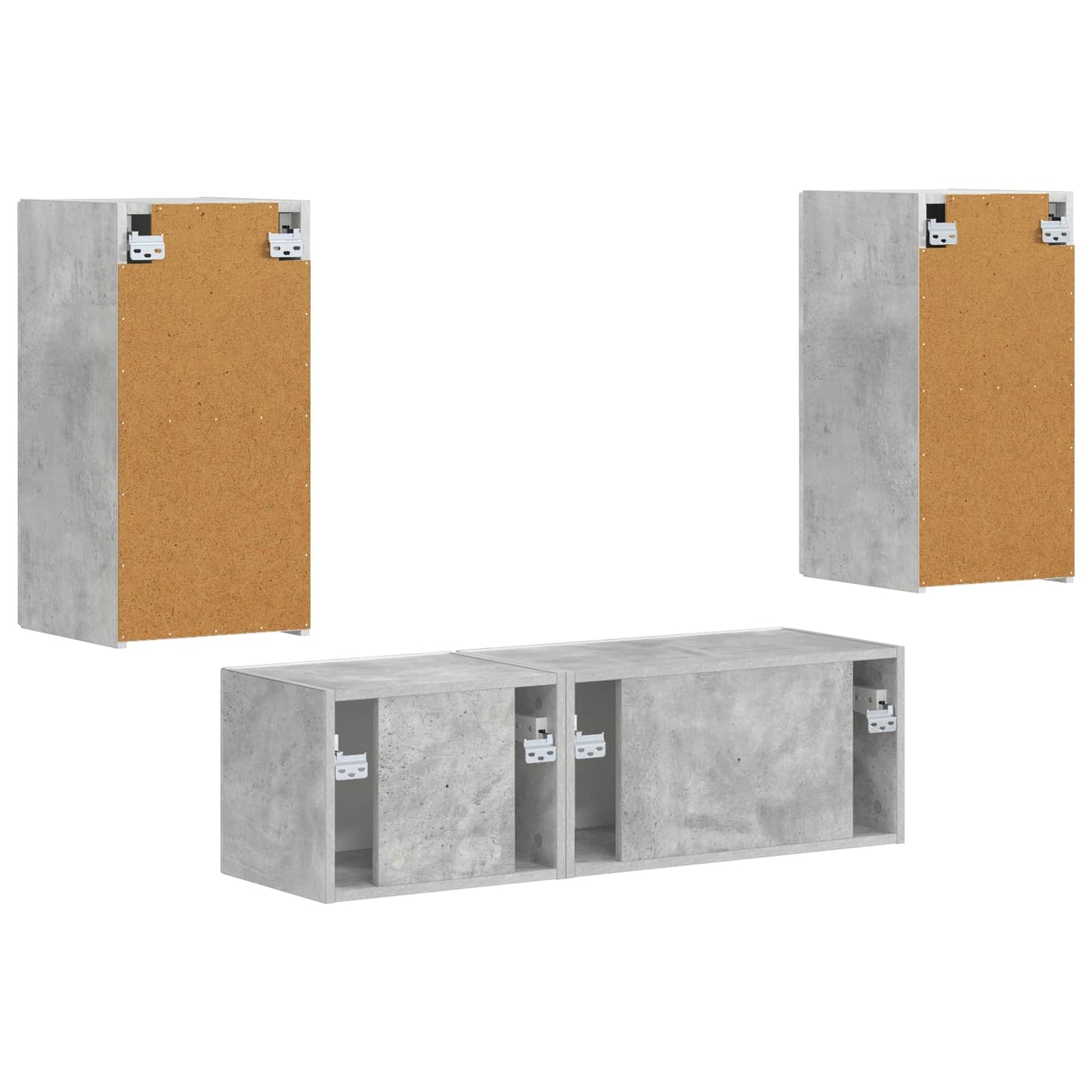 vidaXL TV Wall Cabinet Set 4 pcs Concrete Grey Engineered Wood