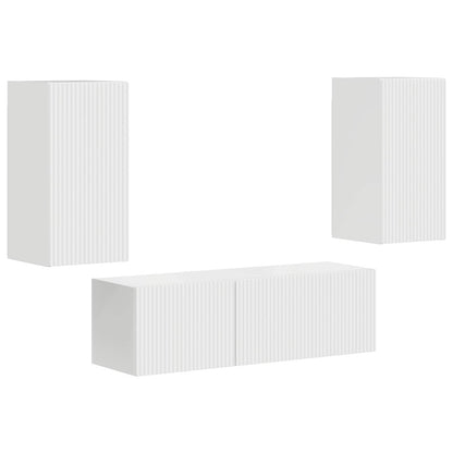 vidaXL TV Wall Cabinet Set 4 pcs High Gloss White Engineered Wood