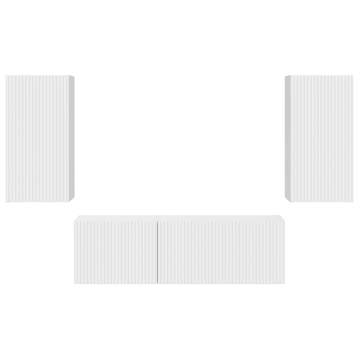 vidaXL TV Wall Cabinet Set 4 pcs High Gloss White Engineered Wood