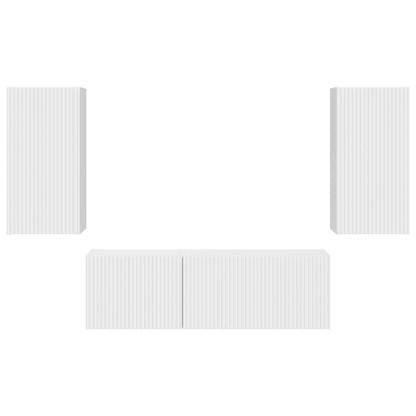 vidaXL TV Wall Cabinet Set 4 pcs High Gloss White Engineered Wood