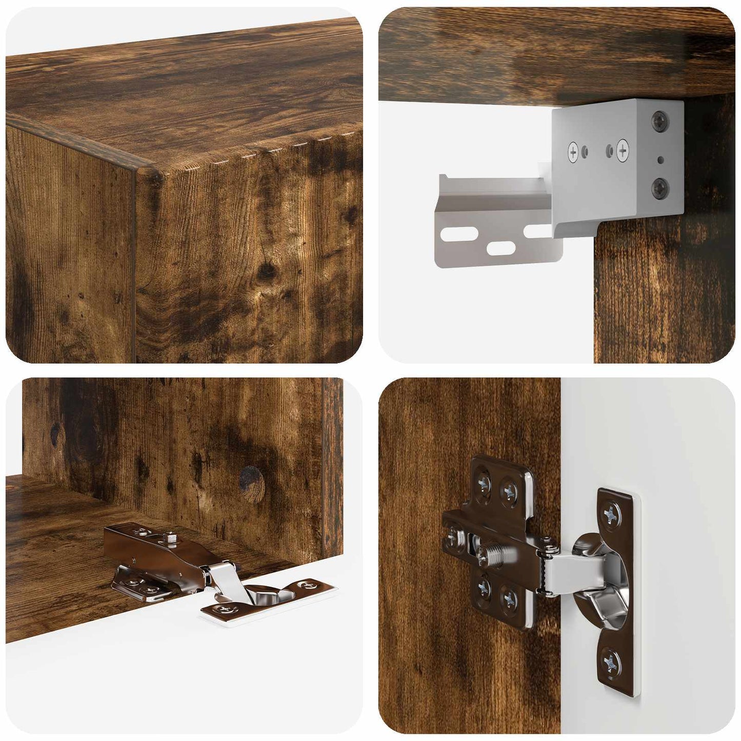 vidaXL TV Wall Cabinet Set 4 pcs Smoked Oak Engineered Wood