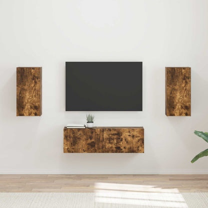 vidaXL TV Wall Cabinet Set 4 pcs Smoked Oak Engineered Wood