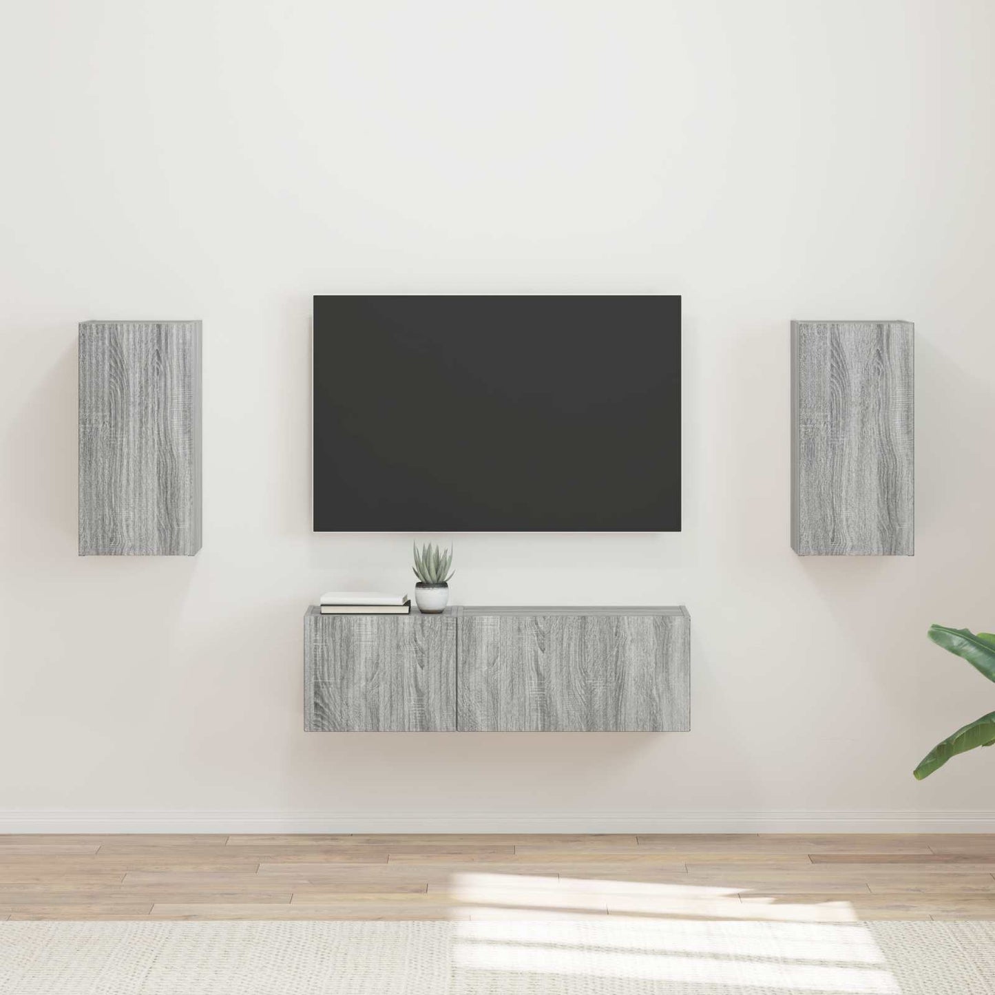 vidaXL TV Wall Cabinet Set 4 pcs Grey Sonoma Engineered Wood