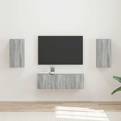vidaXL TV Wall Cabinet Set 4 pcs Grey Sonoma Engineered Wood