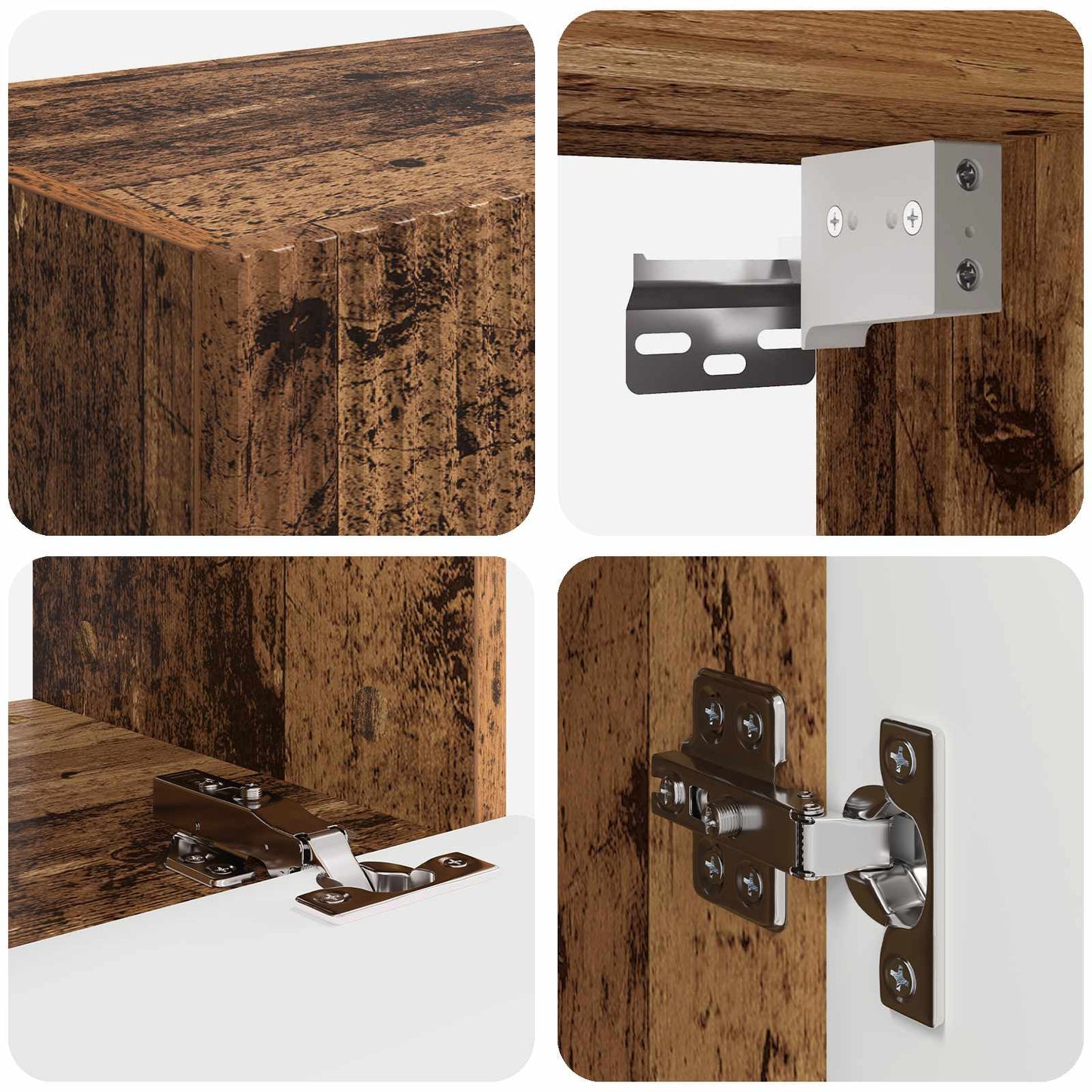 vidaXL TV Wall Cabinet Set Wall-mounted 4 pcs Old Wood Engineered Wood
