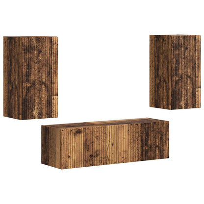 vidaXL TV Wall Cabinet Set Wall-mounted 4 pcs Old Wood Engineered Wood