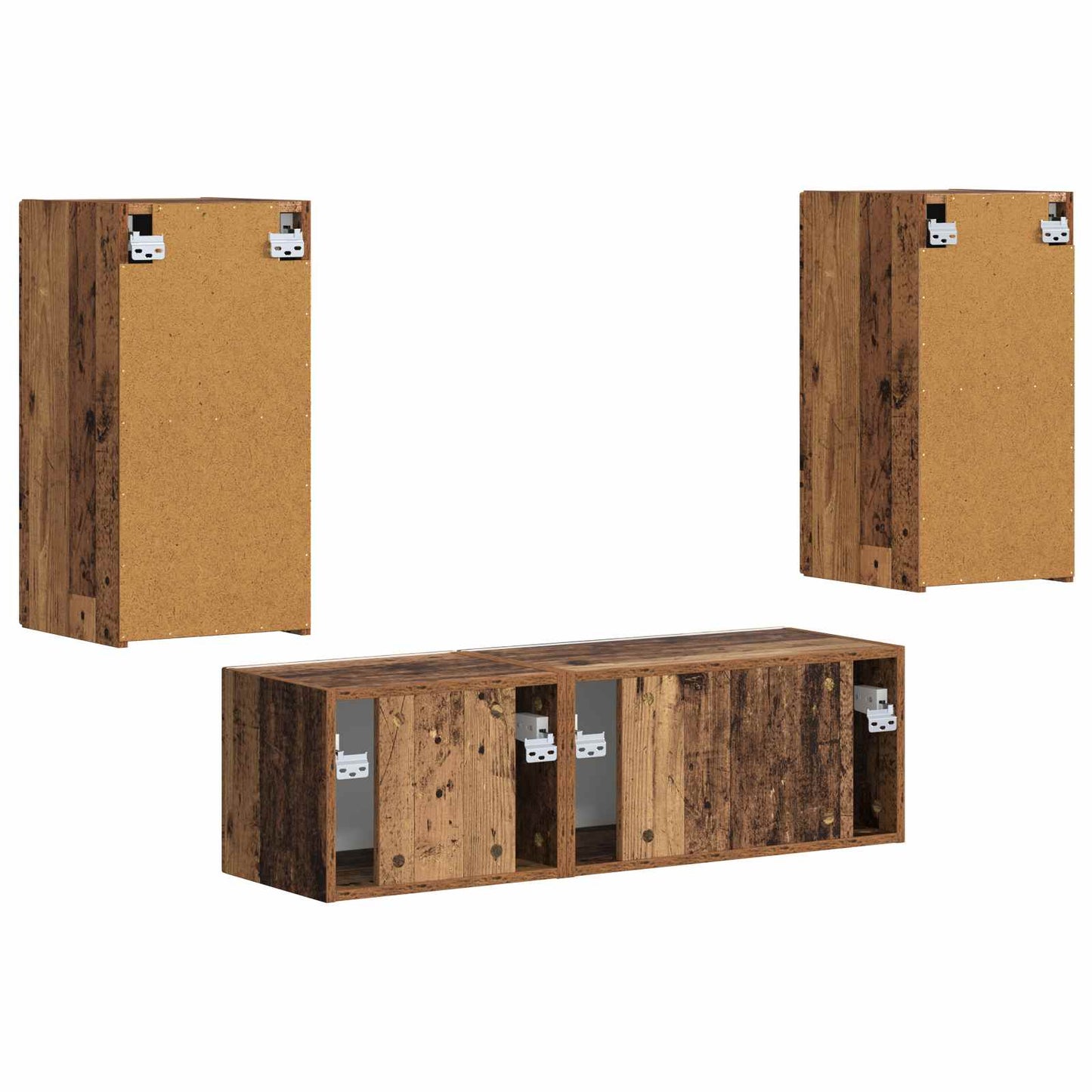 vidaXL TV Wall Cabinet Set Wall-mounted 4 pcs Old Wood Engineered Wood
