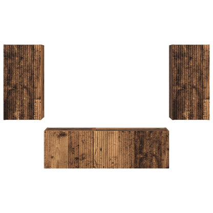 vidaXL TV Wall Cabinet Set Wall-mounted 4 pcs Old Wood Engineered Wood