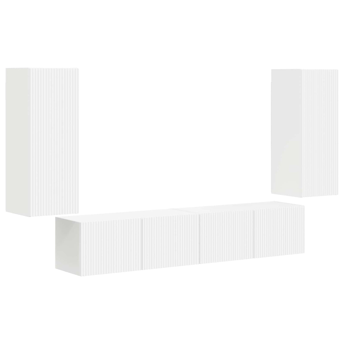 vidaXL TV Wall Cabinet Set Wall-mounted 4 pcs White Engineered Wood