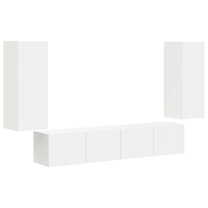 vidaXL TV Wall Cabinet Set Wall-mounted 4 pcs White Engineered Wood