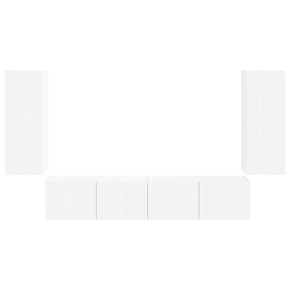 vidaXL TV Wall Cabinet Set Wall-mounted 4 pcs White Engineered Wood