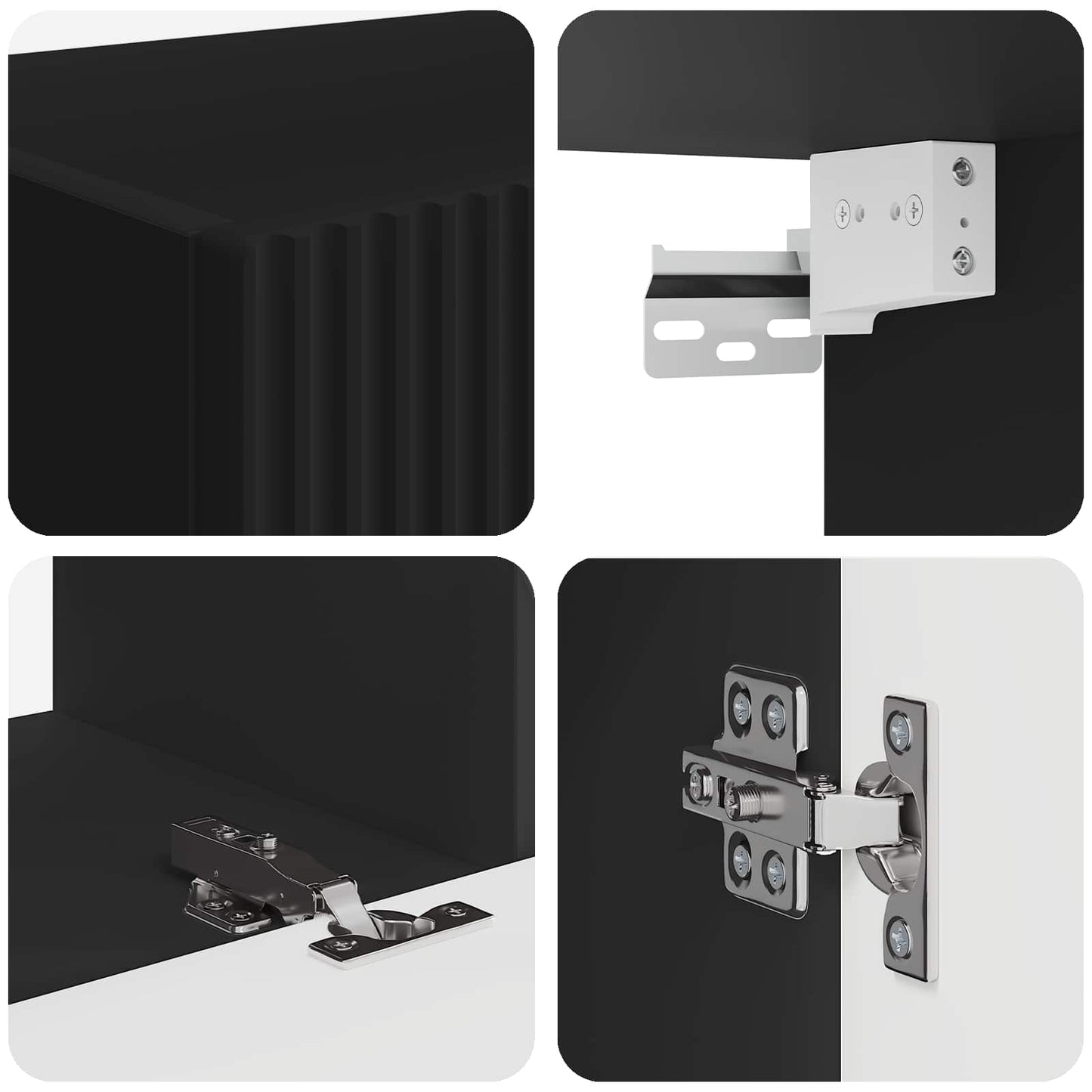 vidaXL TV Wall Cabinet Set Wall-mounted 4 pcs Black Engineered Wood