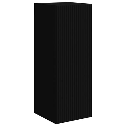 vidaXL TV Wall Cabinet Set Wall-mounted 4 pcs Black Engineered Wood