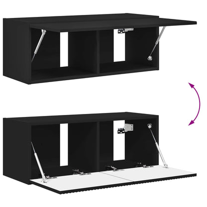 vidaXL TV Wall Cabinet Set Wall-mounted 4 pcs Black Engineered Wood