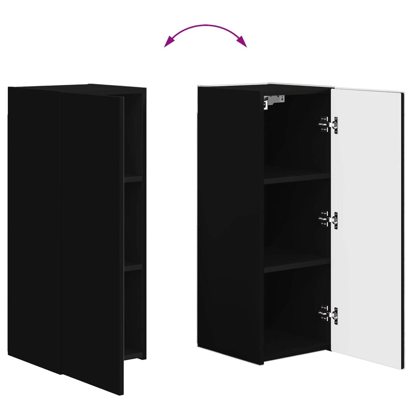 vidaXL TV Wall Cabinet Set Wall-mounted 4 pcs Black Engineered Wood