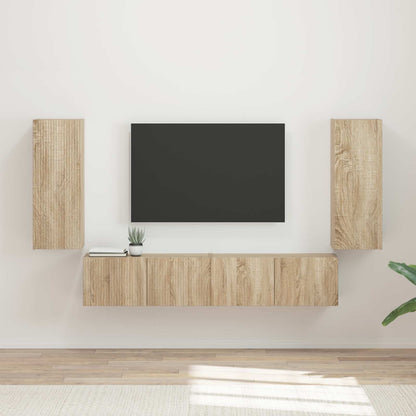 vidaXL TV Wall Cabinet Set 4 pcs Sonoma Oak Engineered Wood