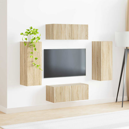 vidaXL TV Wall Cabinet Set 4 pcs Sonoma Oak Engineered Wood