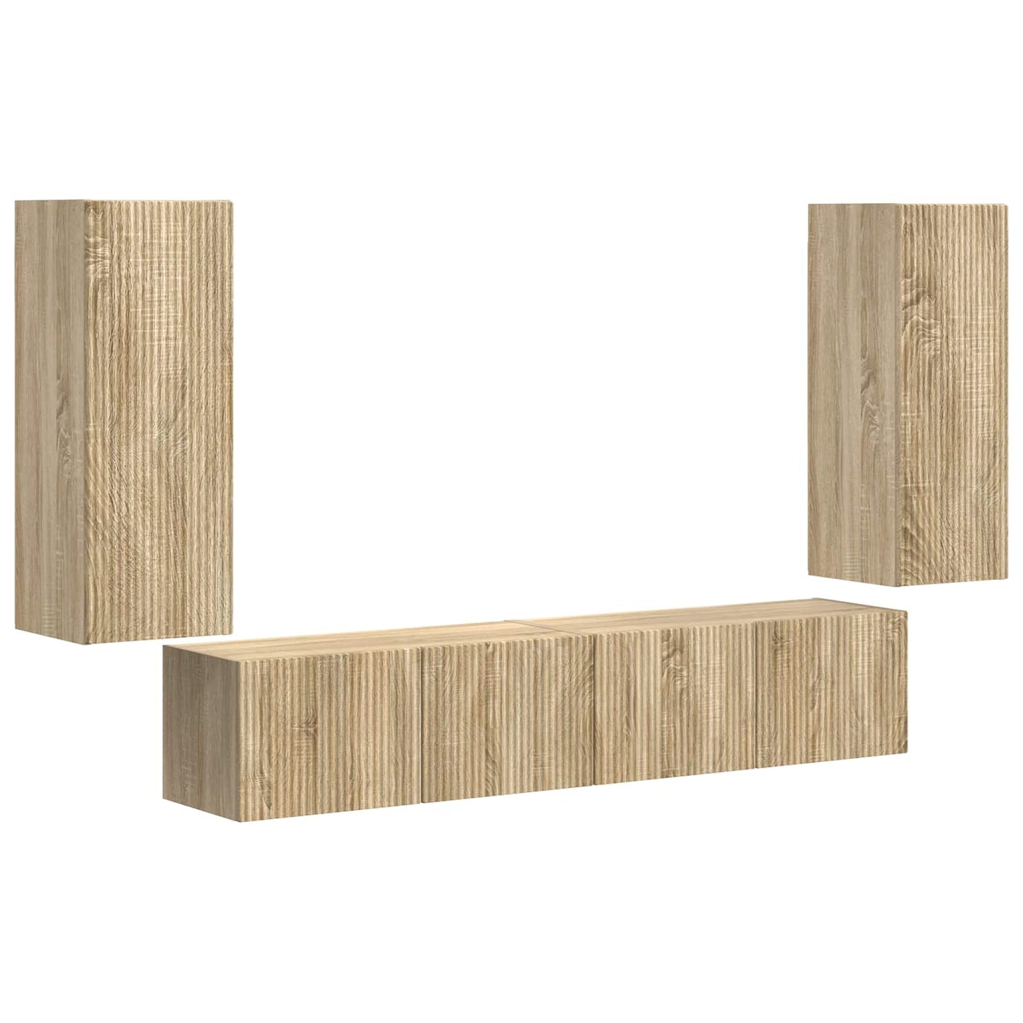 vidaXL TV Wall Cabinet Set 4 pcs Sonoma Oak Engineered Wood