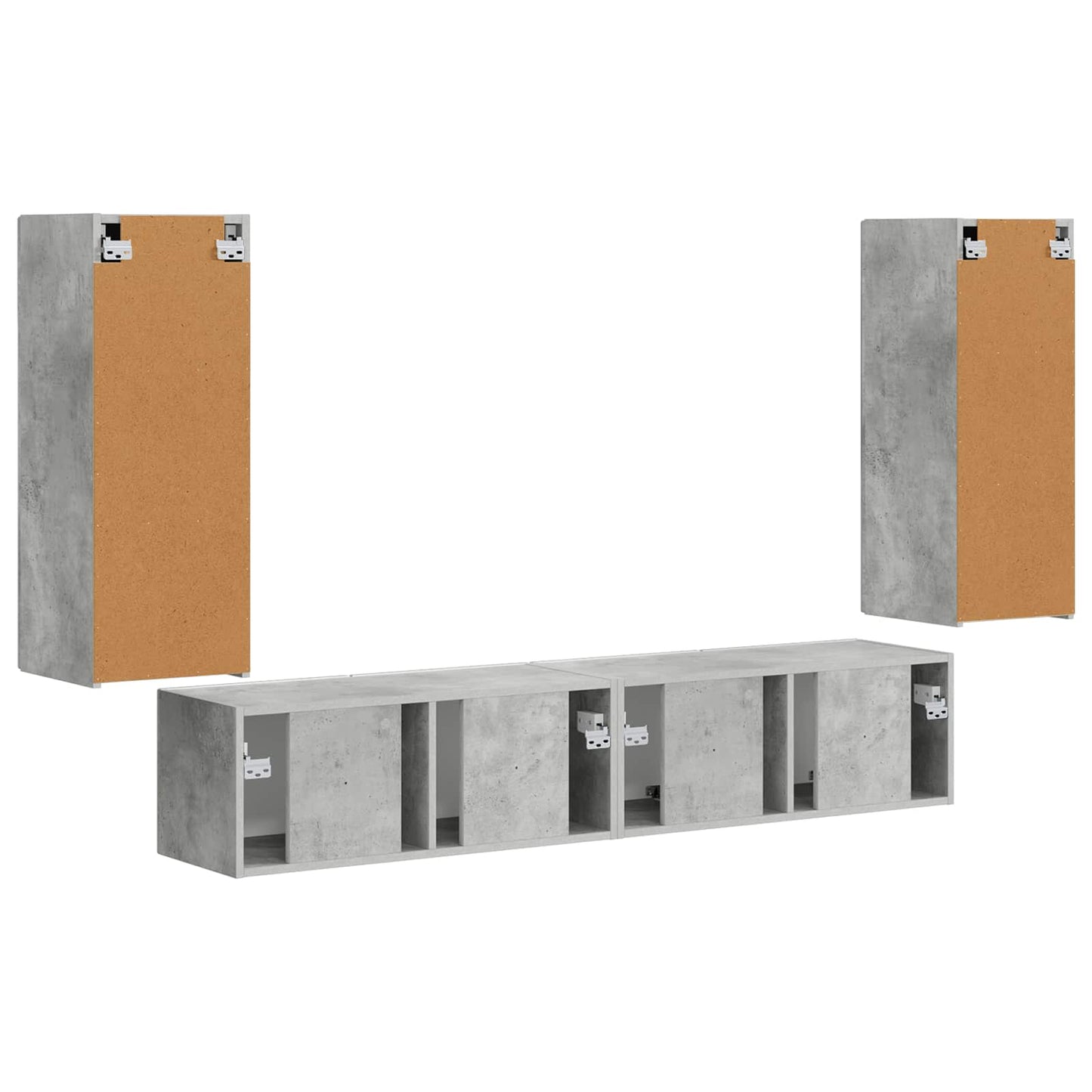 vidaXL TV Wall Cabinet Set 4 pcs Concrete Grey Engineered Wood