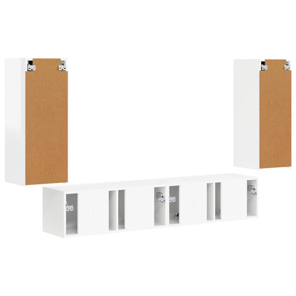 vidaXL TV Wall Cabinet Set 4 pcs High Gloss White Engineered Wood