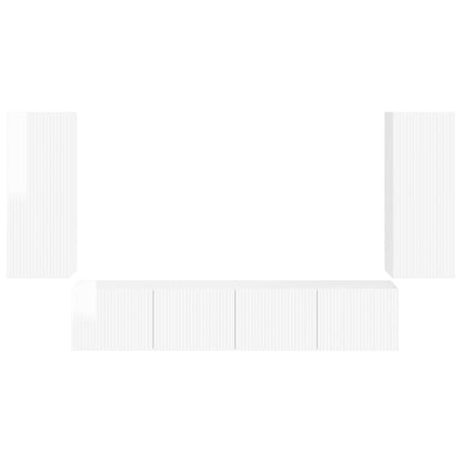 vidaXL TV Wall Cabinet Set 4 pcs High Gloss White Engineered Wood