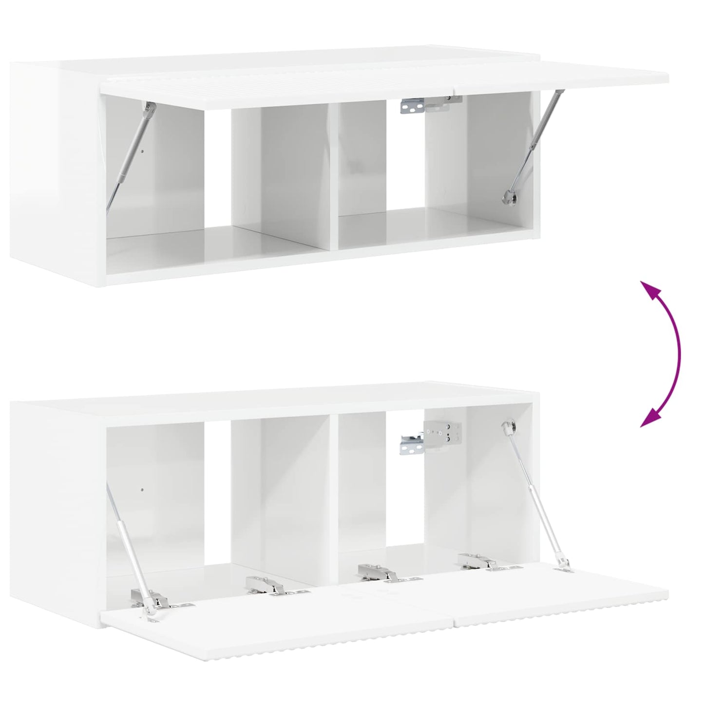 vidaXL TV Wall Cabinet Set 4 pcs High Gloss White Engineered Wood