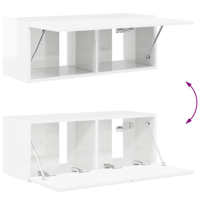 vidaXL TV Wall Cabinet Set 4 pcs High Gloss White Engineered Wood