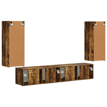 vidaXL TV Wall Cabinet Set 4 pcs Smoked Oak Engineered Wood