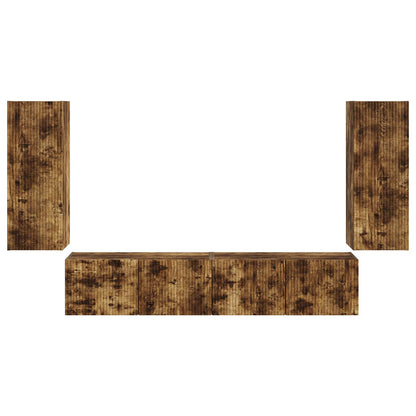 vidaXL TV Wall Cabinet Set 4 pcs Smoked Oak Engineered Wood