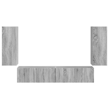 vidaXL TV Wall Cabinet Set 4 pcs Grey Sonoma Engineered Wood