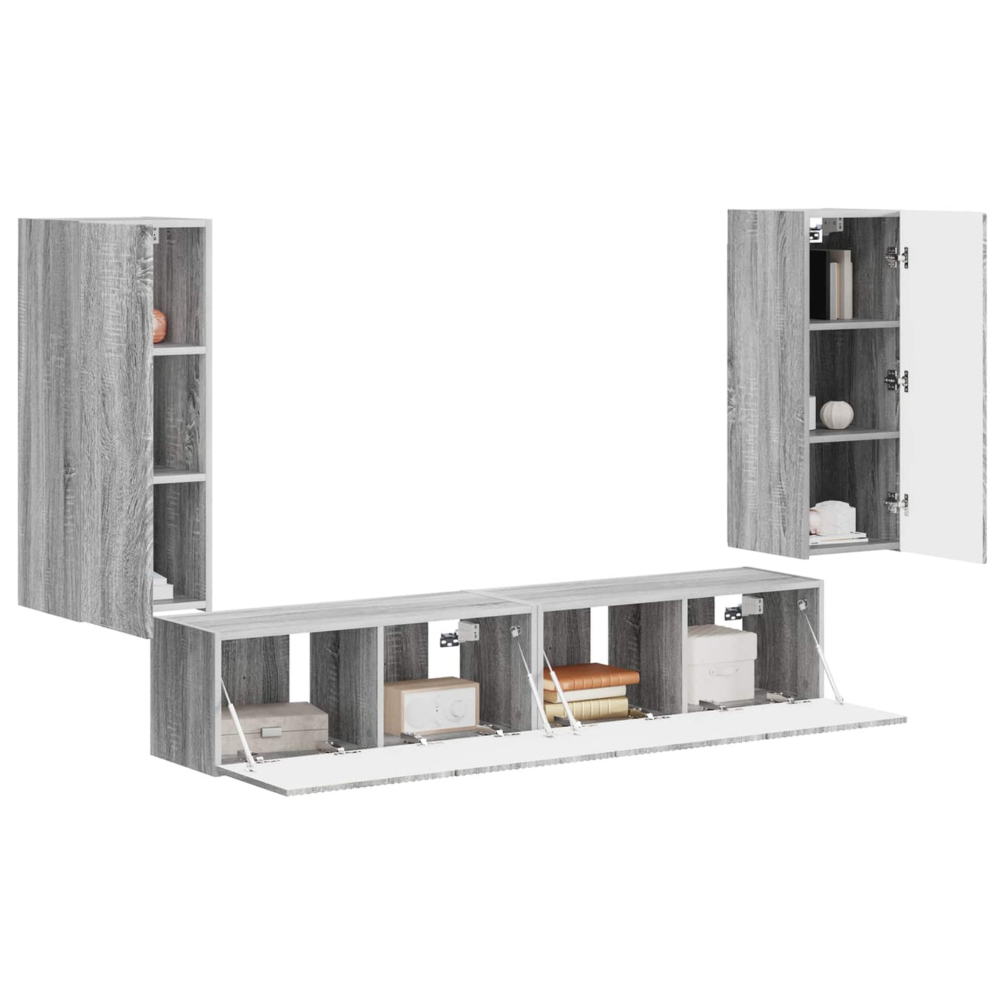 vidaXL TV Wall Cabinet Set 4 pcs Grey Sonoma Engineered Wood
