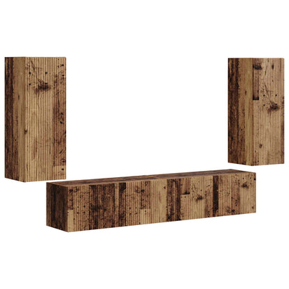 vidaXL TV Wall Cabinet Set Wall-mounted 4 pcs Old Wood Engineered Wood
