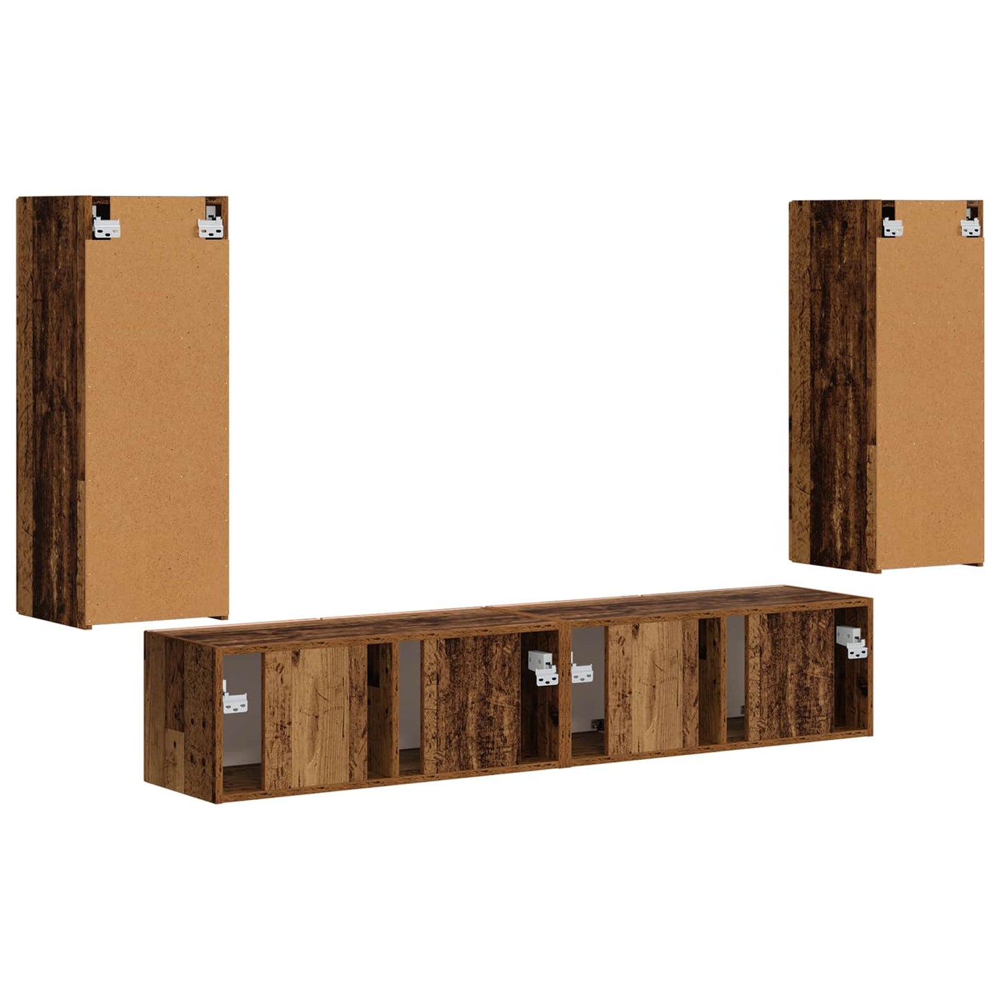 vidaXL TV Wall Cabinet Set Wall-mounted 4 pcs Old Wood Engineered Wood