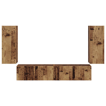 vidaXL TV Wall Cabinet Set Wall-mounted 4 pcs Old Wood Engineered Wood
