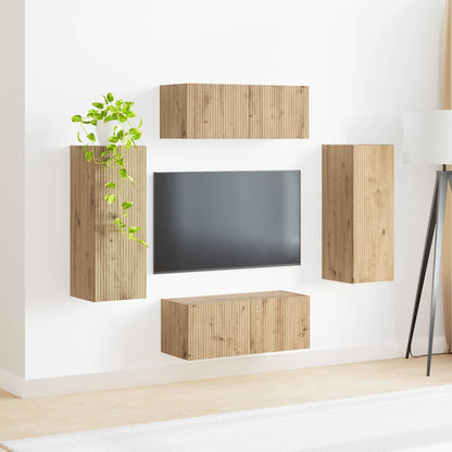 vidaXL TV Wall Cabinet Set 4 pcs Artisan Oak Engineered Wood