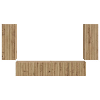 vidaXL TV Wall Cabinet Set 4 pcs Artisan Oak Engineered Wood