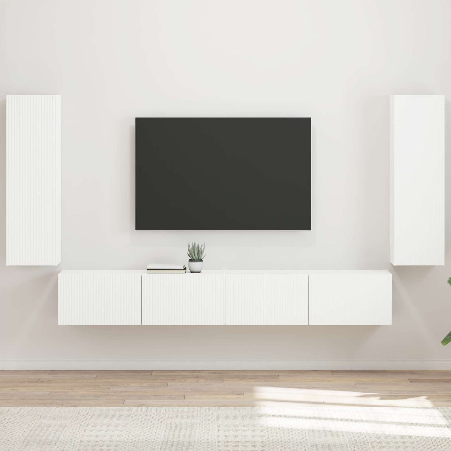 vidaXL TV Wall Cabinet Set 4 pcs White Engineered Wood