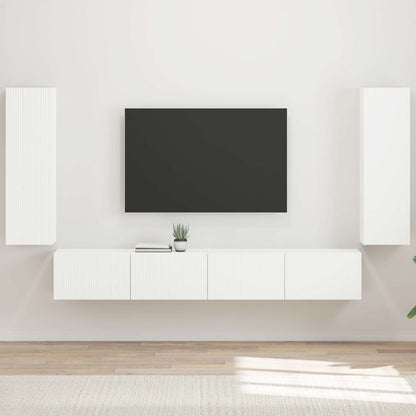 vidaXL TV Wall Cabinet Set 4 pcs White Engineered Wood