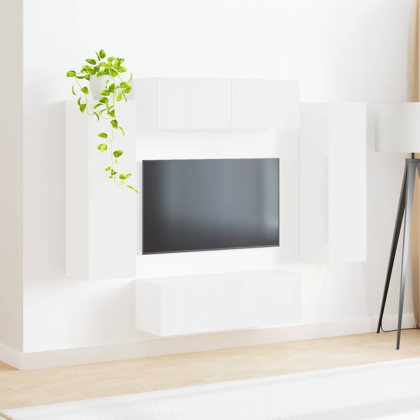 vidaXL TV Wall Cabinet Set 4 pcs White Engineered Wood