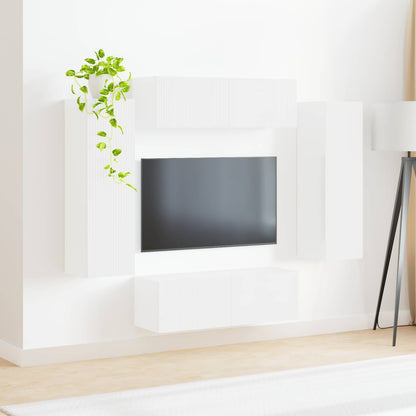 vidaXL TV Wall Cabinet Set 4 pcs White Engineered Wood