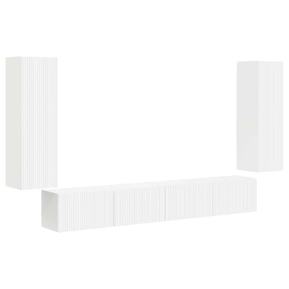 vidaXL TV Wall Cabinet Set 4 pcs White Engineered Wood